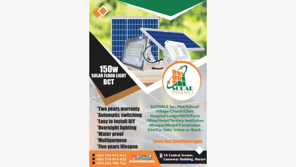 Z$60 150w Solar Flood Light (BCT) @ US$60.00